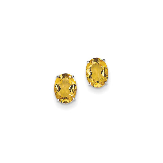 Sterling Silver Citrine Oval Post Earrings
