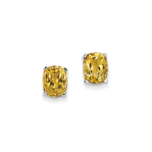 Sterling Silver Citrine Oval Post Earrings