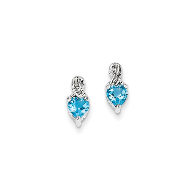 Sterling Silver Rhodium Plated Diamond & Lt Swiss BT Post Earrings