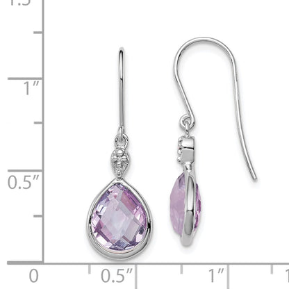 Sterling Silver Rhodium Plated Diamond Rose de France Earrings
