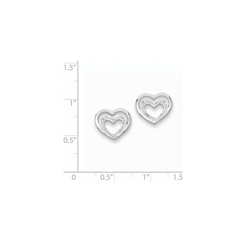 Sterling Silver Rhodium Plated Diamond Heart Post Earrings