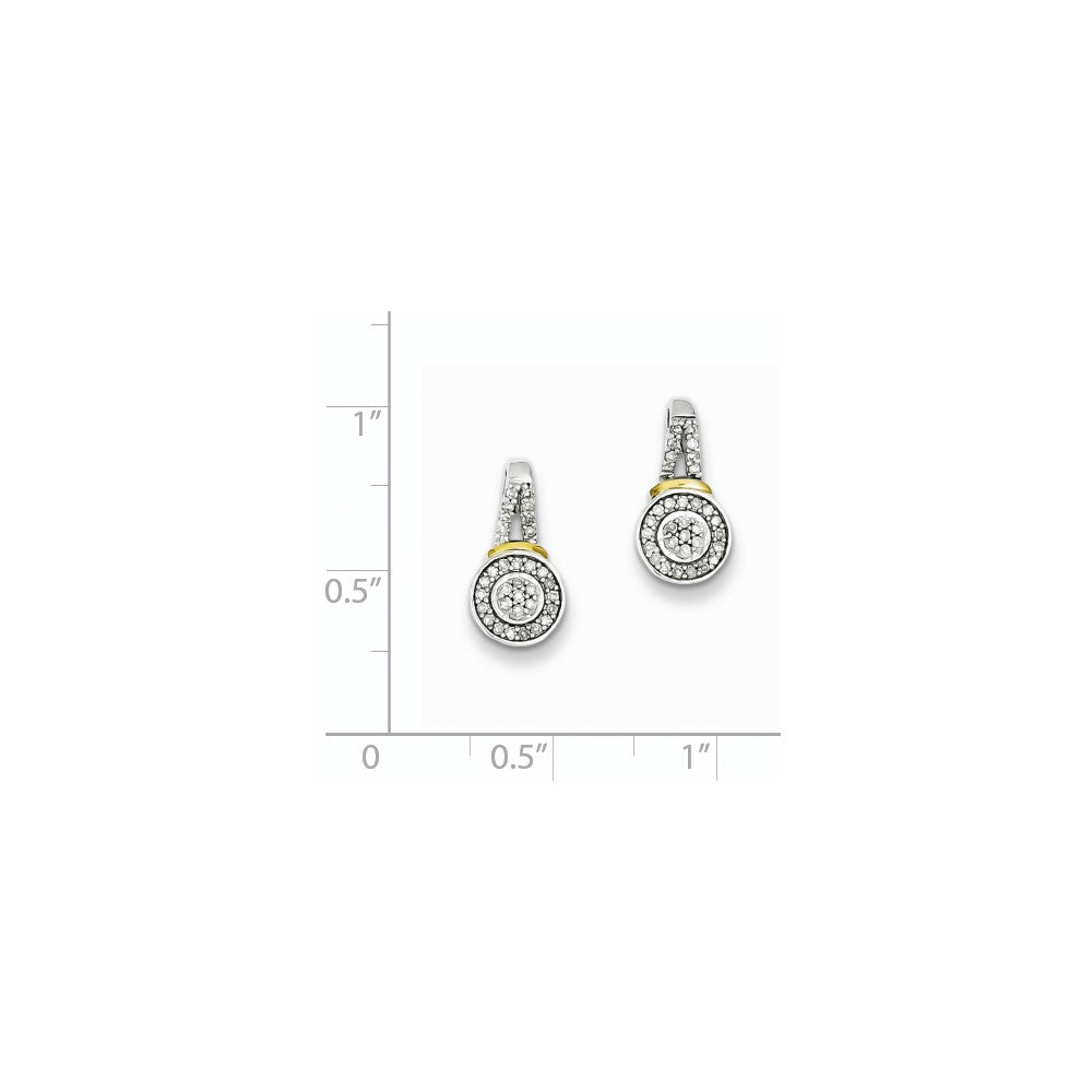 Sterling Silver & 14K Two Tone Post Earrings