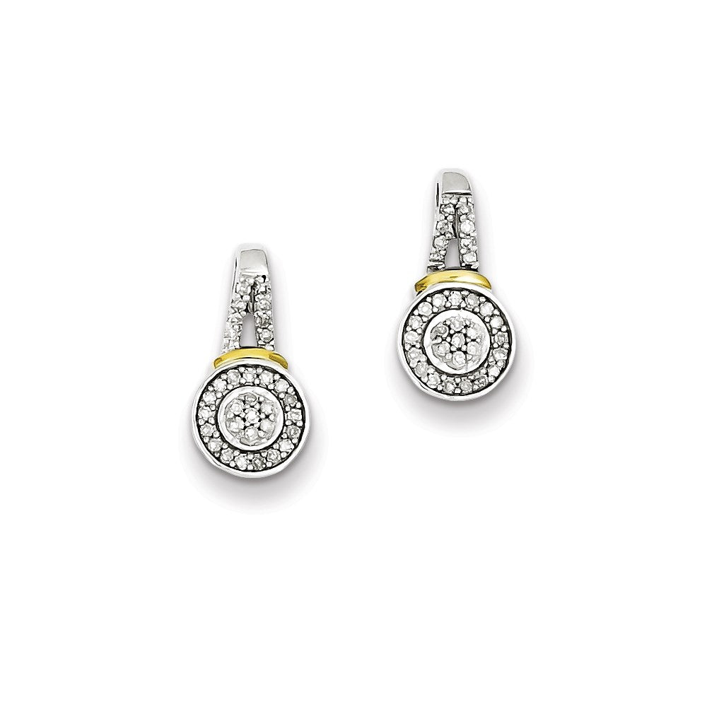 Sterling Silver & 14K Two Tone Post Earrings