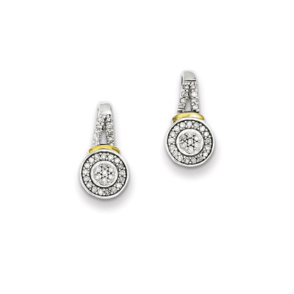 Sterling Silver & 14K Two Tone Post Earrings