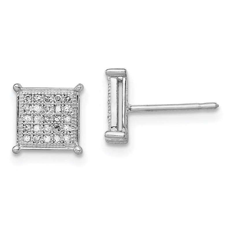 Sterling Silver Rhodium Diamond Post Earrings