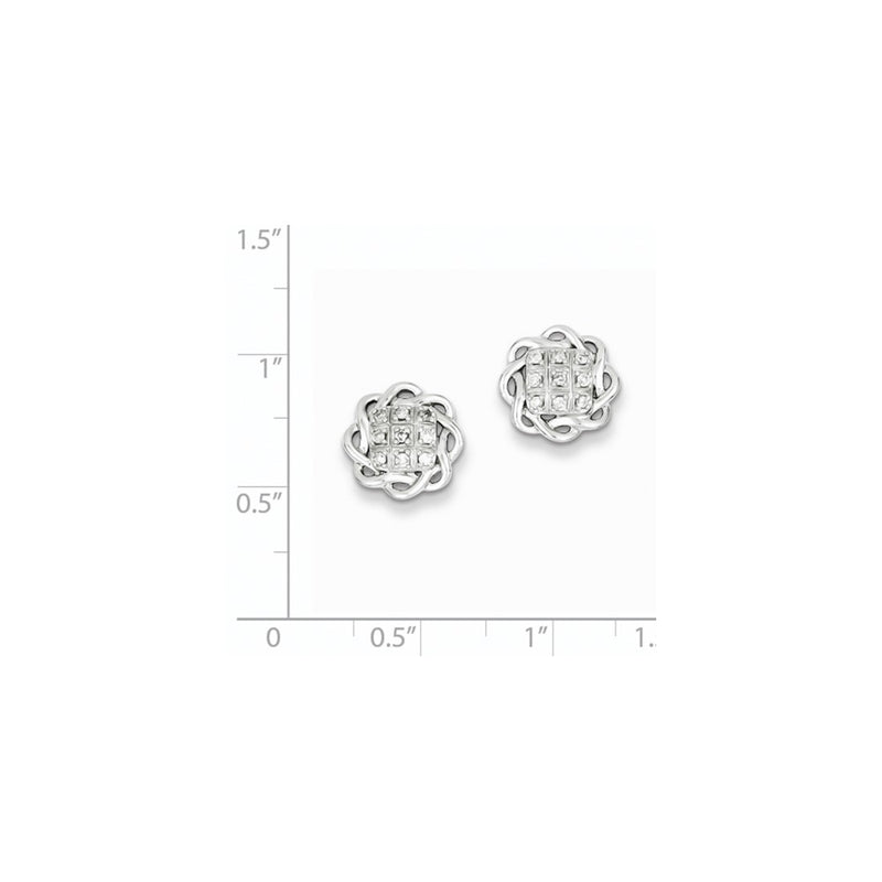 Sterling Silver Rhodium Plated & Diamond Post Earrings