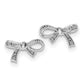 Sterling Silver Rhodium Plated Diamond Bow Post Earrings