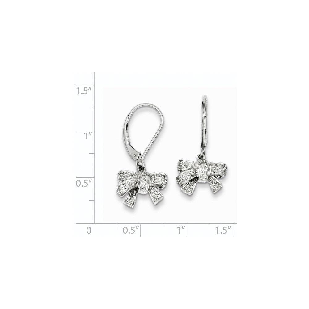 Sterling Silver 0.35ct Diamond Bow Dangle Leverback Earrings