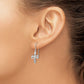 Sterling Silver Rhodium Plated Diamond Cross Dangle Earrings