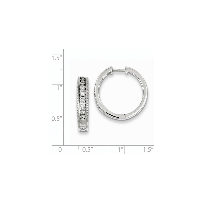 Sterling Silver Diamond Hinged Hooped Earrings