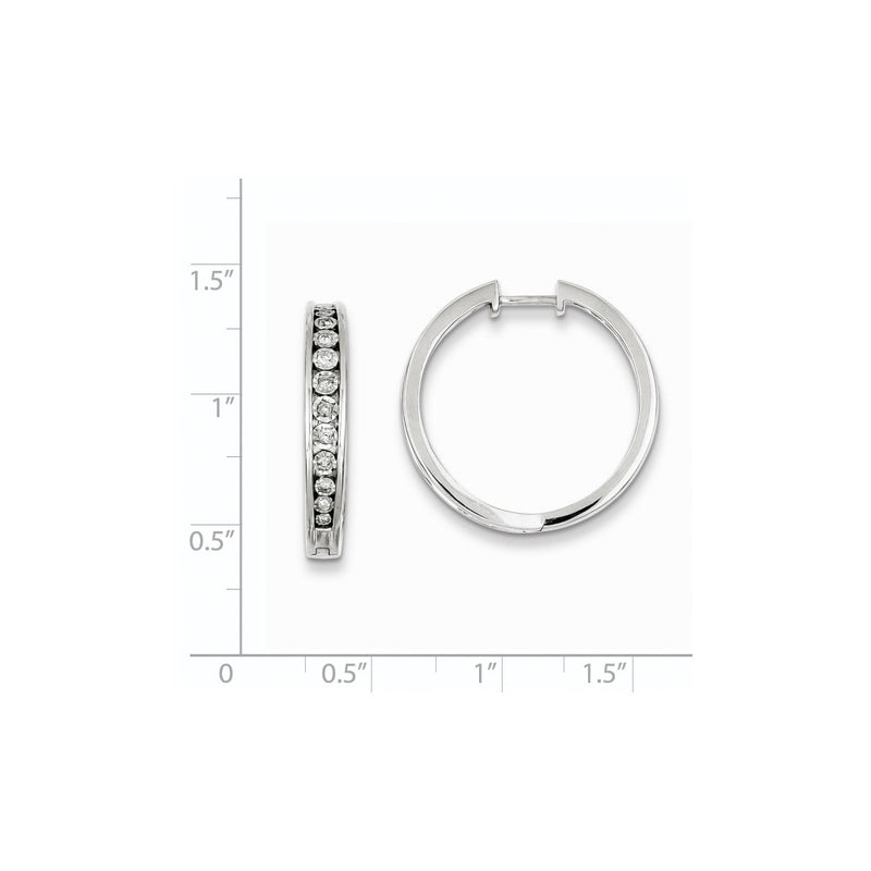 Sterling Silver Diamond Hinged Hooped Earrings