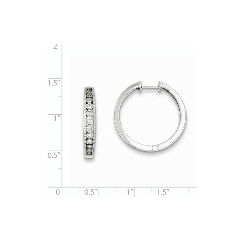 Sterling Silver Diamond Hinged Hooped Earrings