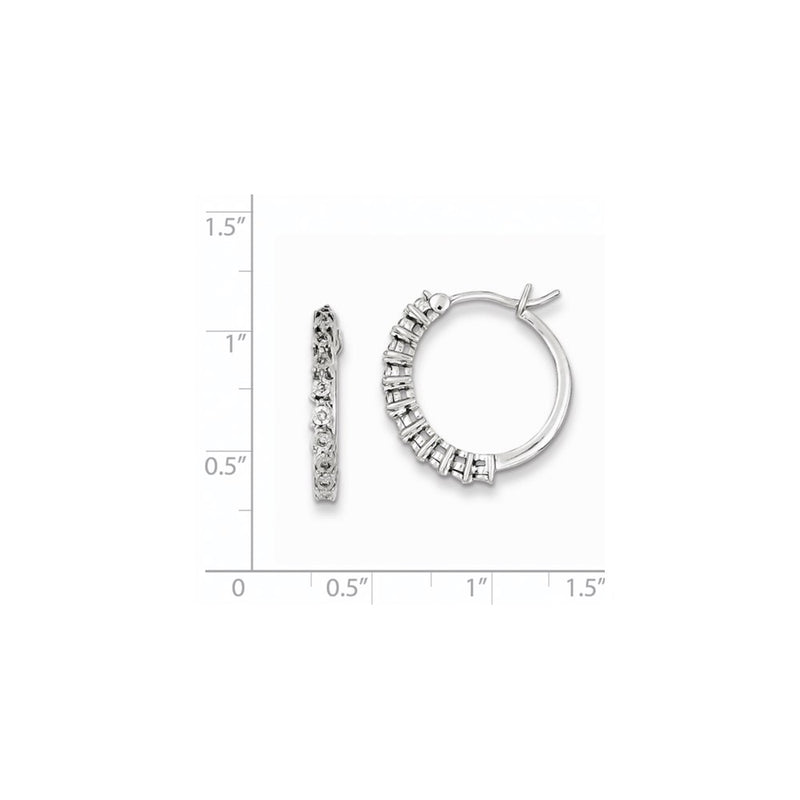 Sterling Silver Rhodium Diamond Hoop Earrings