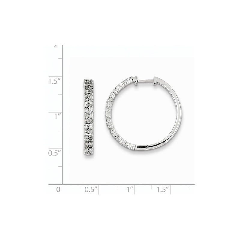 Sterling Silver Diamond Hinged Hooped Earrings