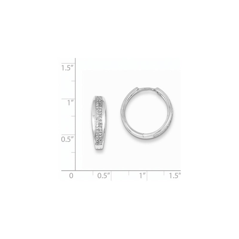 Sterling Silver Diamond 1/4 Cts Hinged Hoop Earrings