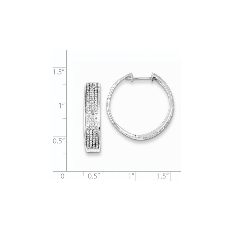 Sterling Silver Diamond Round Hinged Hoop Earrings