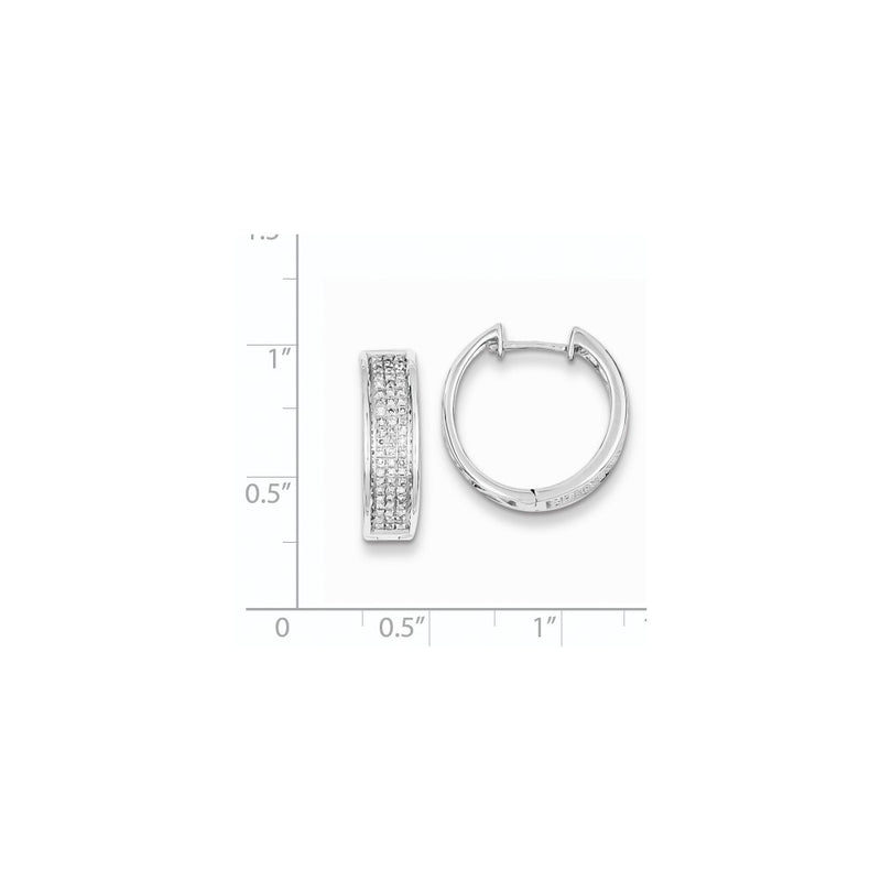 Sterling Silver Diamond Round Hinged Hoop Earrings