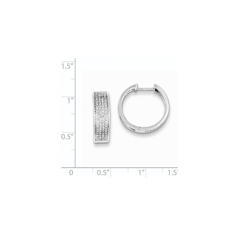 Sterling Silver Diamond Round Hinged Hoop Earrings