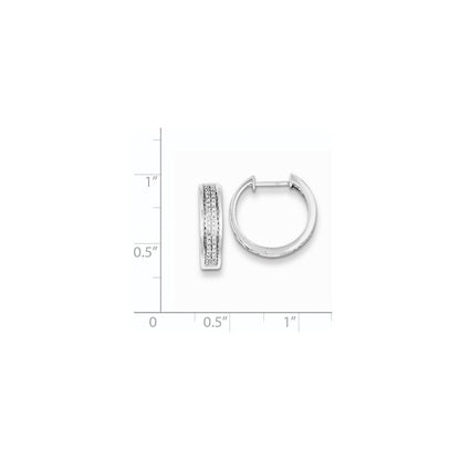 Sterling Silver Diamond Round Hinged Hoop Earrings