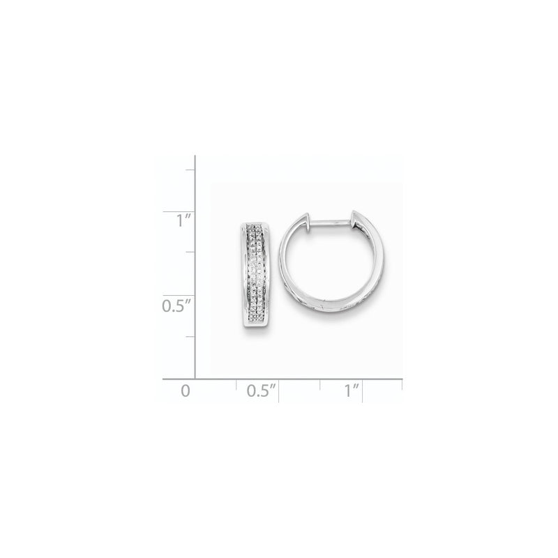 Sterling Silver Diamond Round Hinged Hoop Earrings