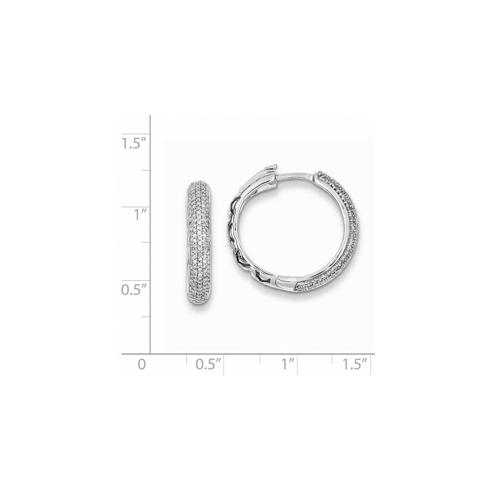 Sterling Silver Diamond Hinged Hoop Earrings