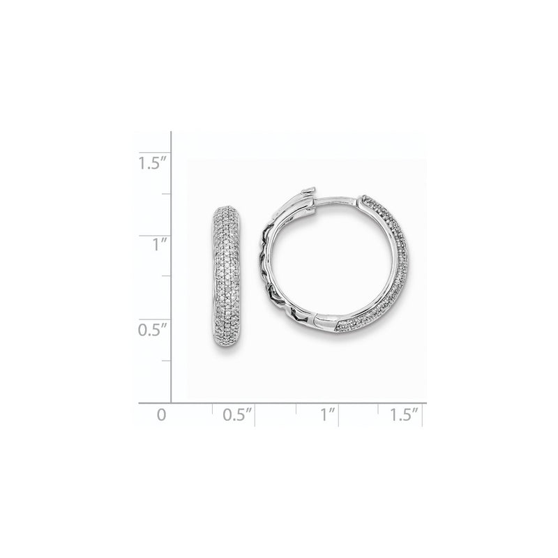Sterling Silver Diamond Hinged Hoop Earrings