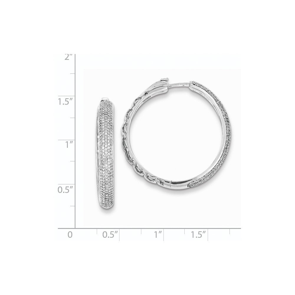 Sterling Silver Diamond Hinged Hoop Earrings