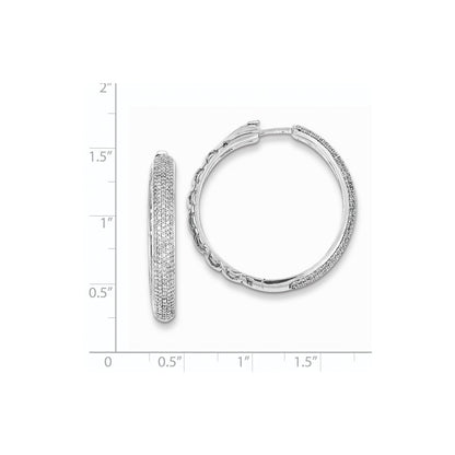 Sterling Silver Diamond Hinged Hoop Earrings