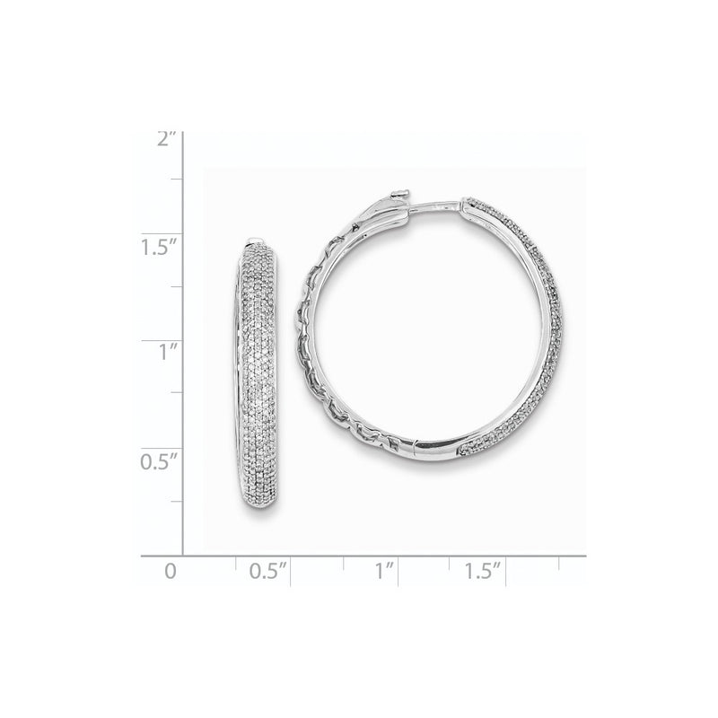 Sterling Silver Diamond Hinged Hoop Earrings