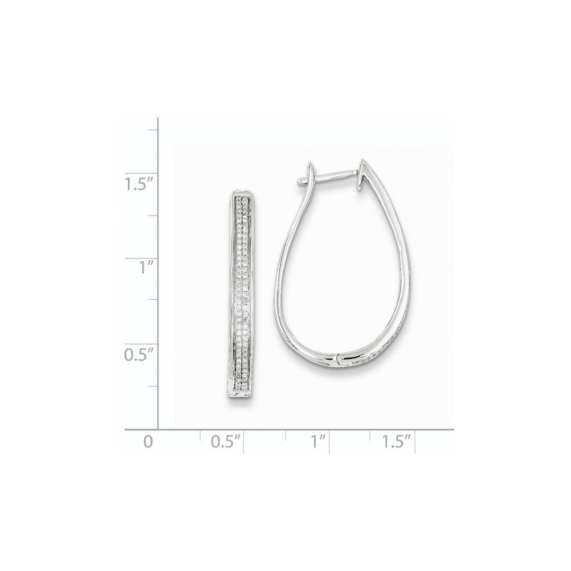 Sterling Silver Diamond Hinged Hoop Earrings