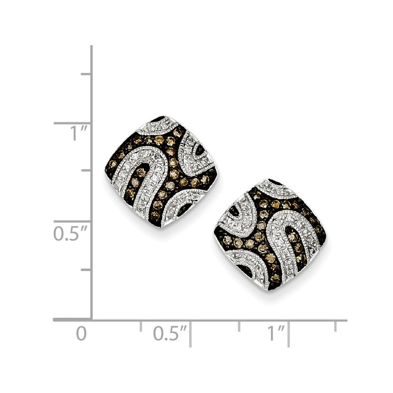 Sterling Silver Champagne Diamond Square Post Earrings