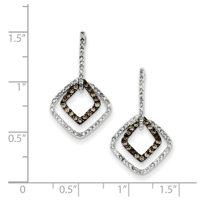 Sterling Silver Champagne Diamond & Diamond Post Earrings