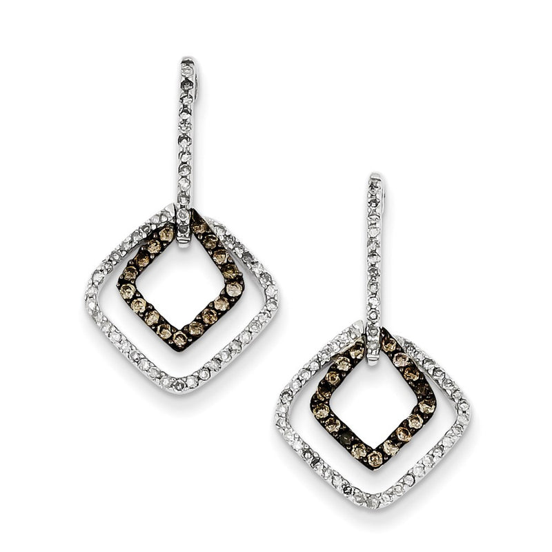 Sterling Silver Champagne Diamond & Diamond Post Earrings