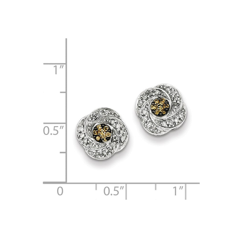 Sterling Silver White & Champagne Post Earrings