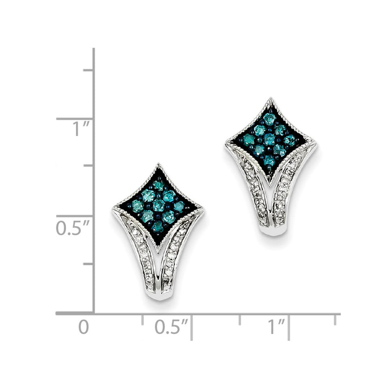 Sterling Silver J Hoop White & Blue Post Earrings