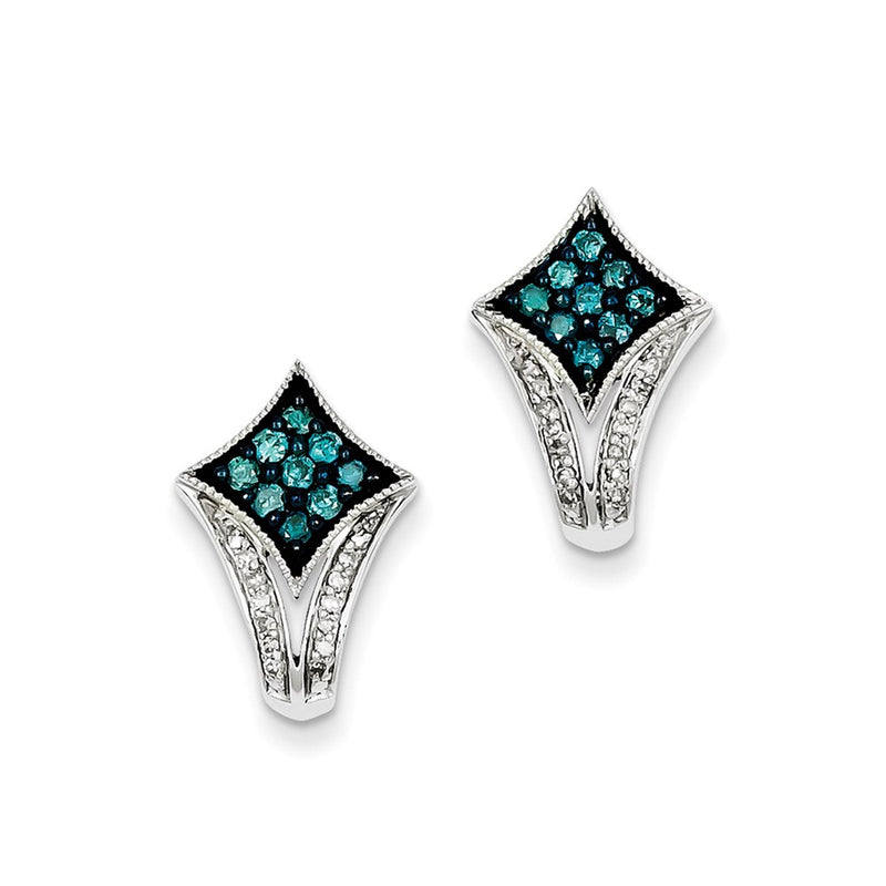 Sterling Silver J Hoop White & Blue Post Earrings