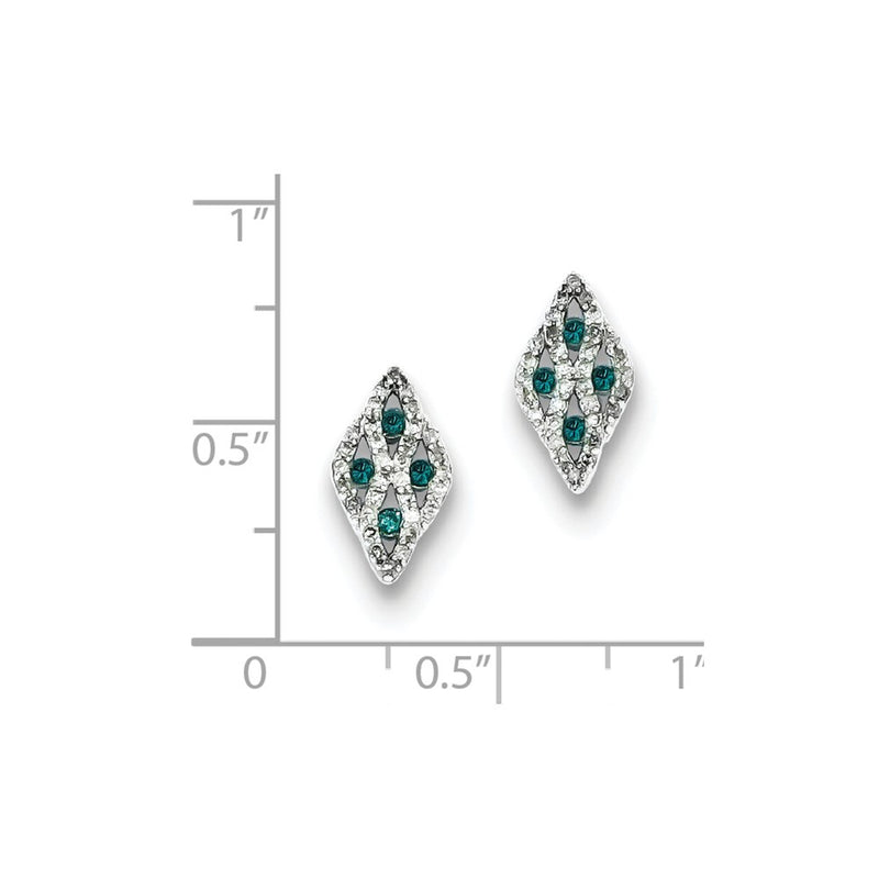 Sterling Silver w/ Blue and White Diamond Post Earrings