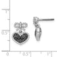 Sterling Silver Black and White Diamond Heart & Bow Post Earrings