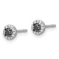 White Night Sterling Silver Rhodium-plated Black and White Diamond Circle Stud Post Earrings