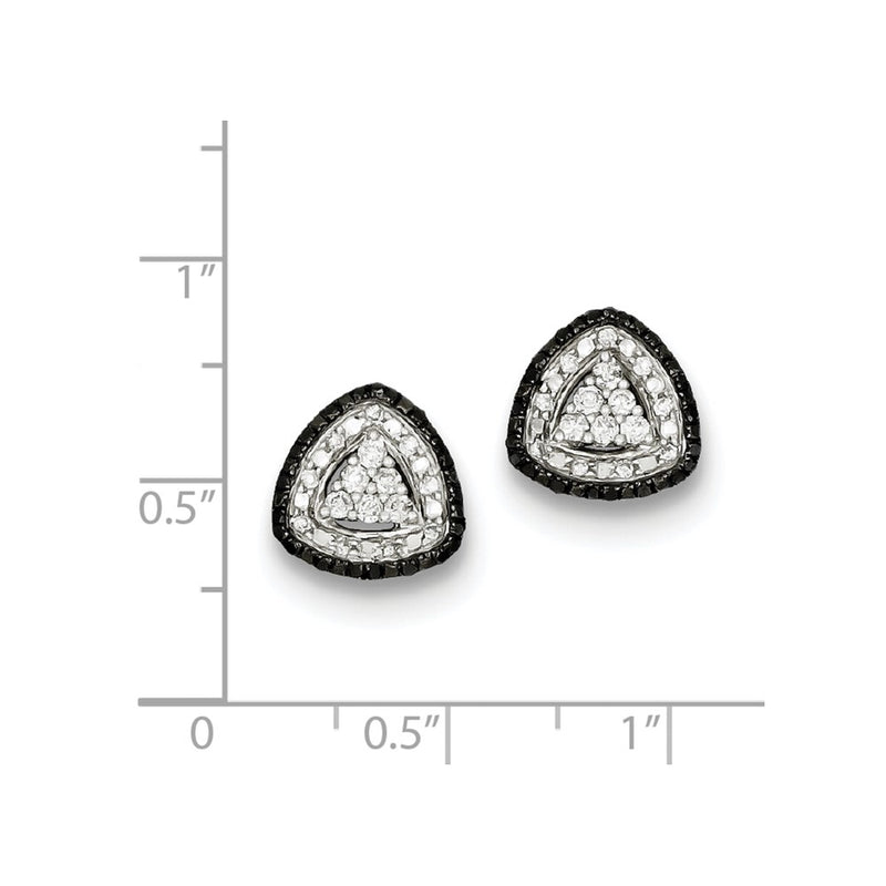 Sterling Silver White & Black Cluster Diamond Post Earrings
