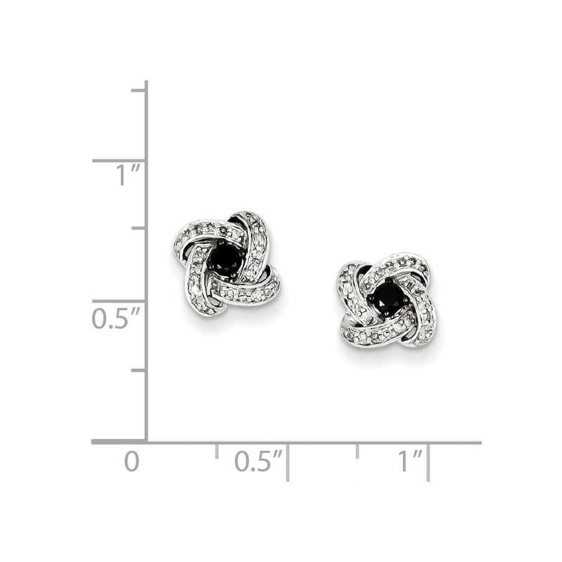 Sterling Silver Rhodium Plated Black & White Diamond Earrings