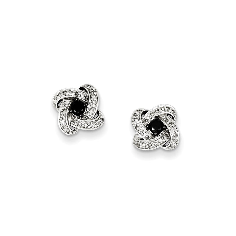 Sterling Silver Rhodium Plated Black & White Diamond Earrings
