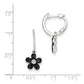 Sterling Silver Black & White Diamond Flower Hinged Hoop Earrings