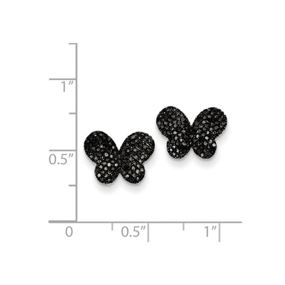 Sterling Silver Black Diamond Butterfly Post Earrings