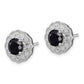 Sterling Silver Rhodium-plated Black Sapphire & Diamond Post Earrings