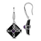 Sterling Silver Rhodium-plated w/Black Agate and Amethyst Earrings