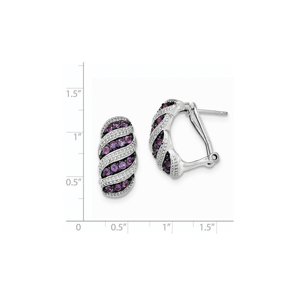 Sterling Silver Amethyst Omega Back Earrings