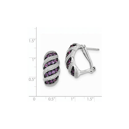 Sterling Silver Amethyst Omega Back Earrings