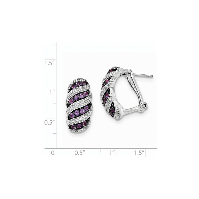Sterling Silver Amethyst Omega Back Earrings