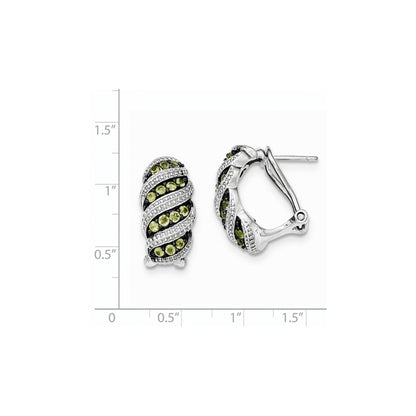 Sterling Silver Peridot Omega Back Earrings
